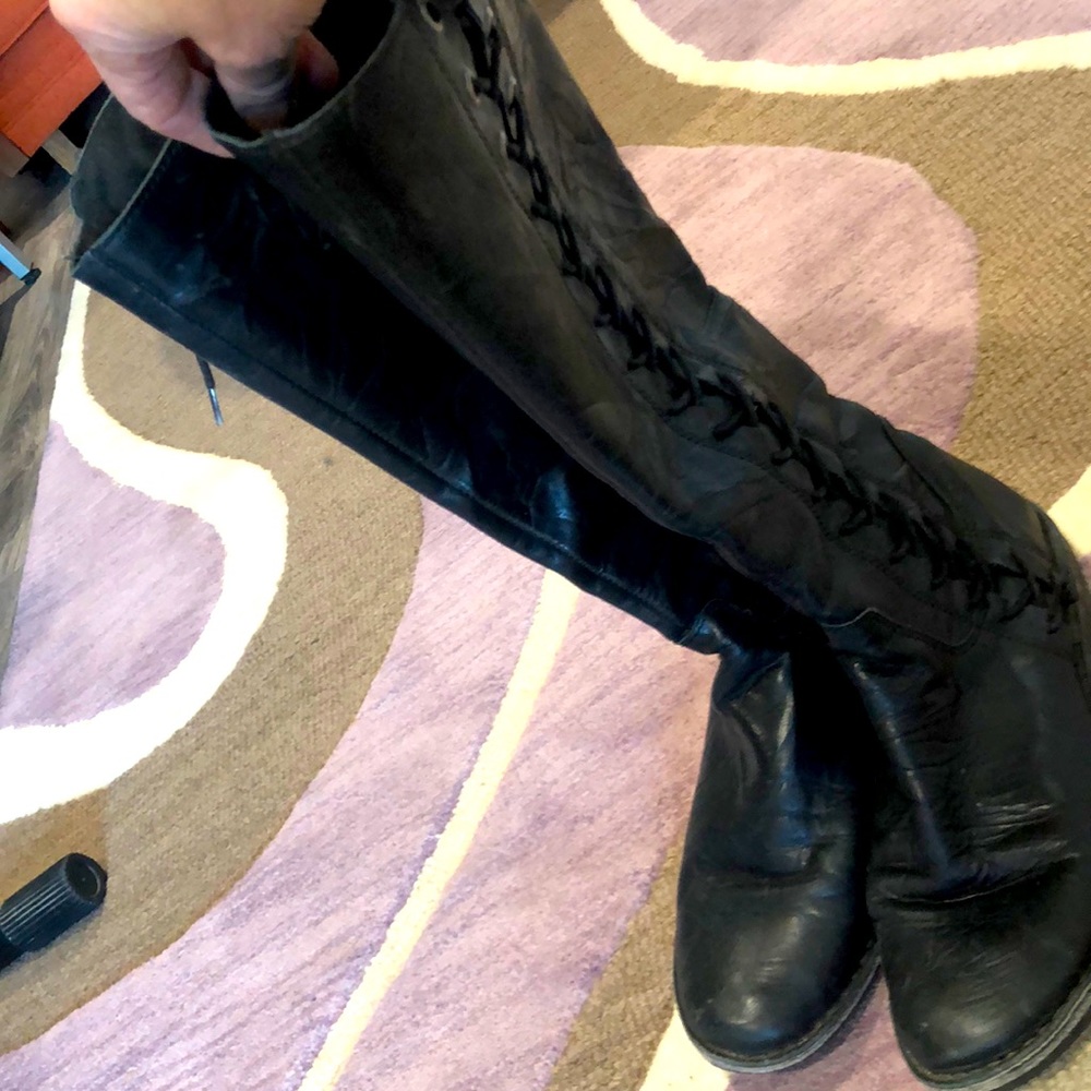 Leather knee boots